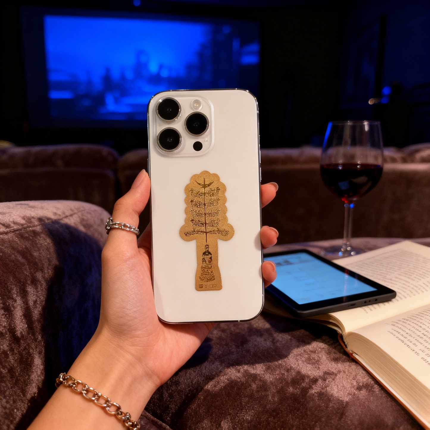 Certified 24K Gold Foil Phone Fortune Charm  |  Dual Blessing Collectible (Money Tree & Fu Gui Chang)