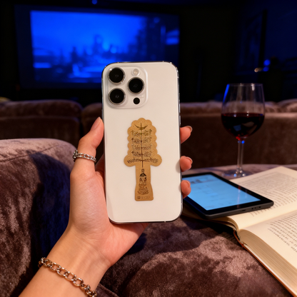 Certified 24K Gold Foil Phone Fortune Charm  |  Dual Blessing Collectible (Money Tree & Fu Gui Chang)