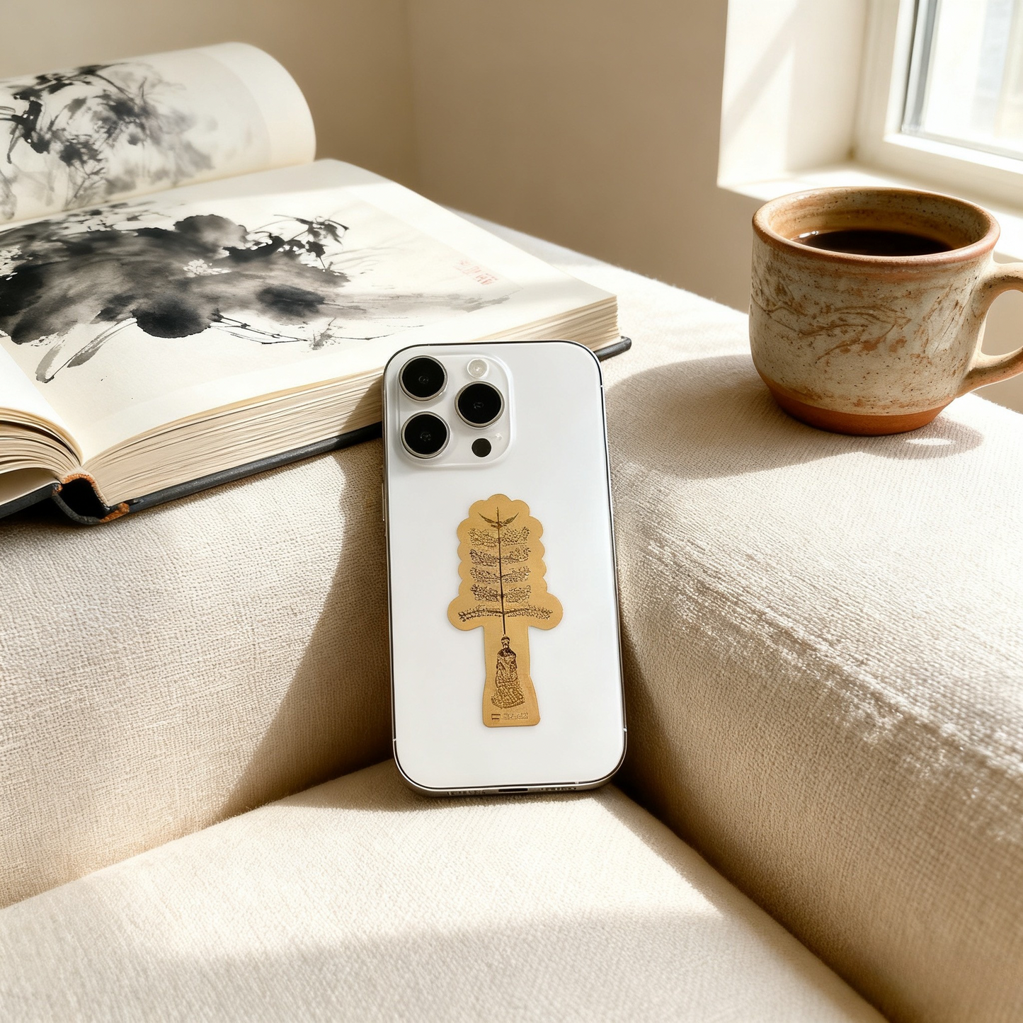 Certified 24K Gold Foil Phone Fortune Charm  |  Dual Blessing Collectible (Money Tree & Fu Gui Chang)