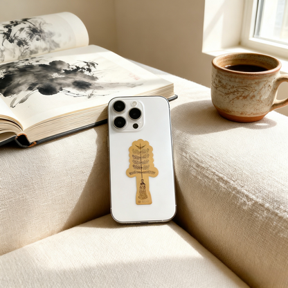 Certified 24K Gold Foil Phone Fortune Charm  |  Dual Blessing Collectible (Money Tree & Fu Gui Chang)