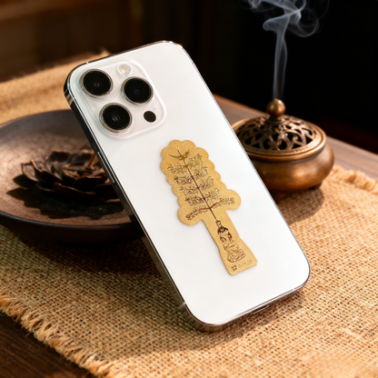 Certified 24K Gold Foil Phone Fortune Charm  |  Dual Blessing Collectible (Money Tree & Fu Gui Chang)