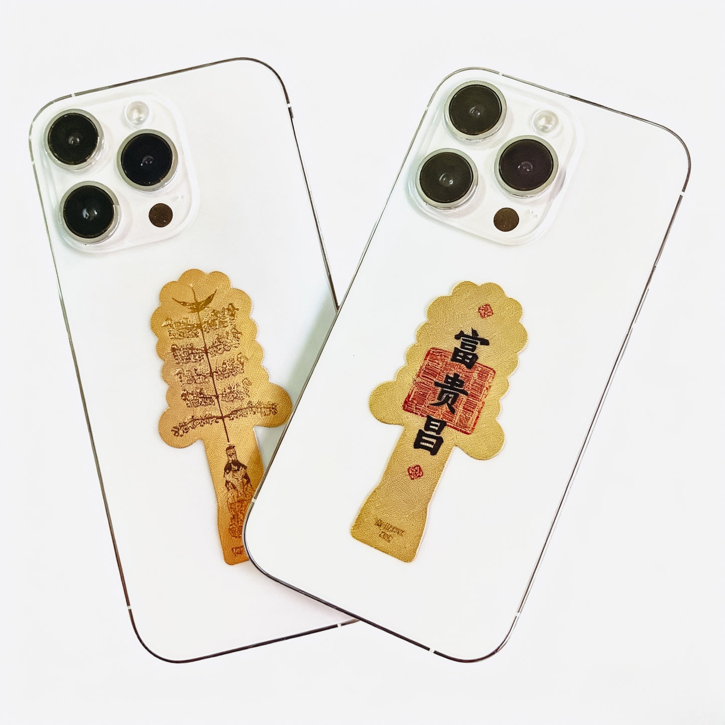 Certified 24K Gold Foil Phone Fortune Charm  |  Dual Blessing Collectible (Money Tree & Fu Gui Chang)